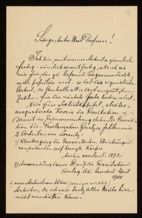 Nr. 26 Brief von Samuel Oppenheim an Karl Schwarzschild. Karolinenthal, 8.5.1903