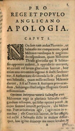 Pro Rege Et Populo Anglicano Apologia : Contra Iohannis Polypragmatici, (alias Miltoni Angli) Defensionem destructivam, Regis & Populi Anglicani