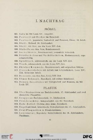 I. Nachtrag (Nr. 601-711)