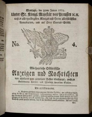 No. 4. Montags, den 30ten Januar 1775