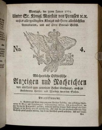 No. 4. Montags, den 30ten Januar 1775