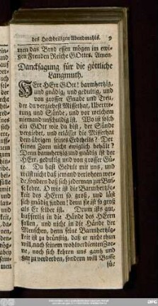 Dancksagung für die göttliche Langmuth.