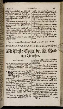 Die Erste Epistel des H. Pauli zu Timotheo.