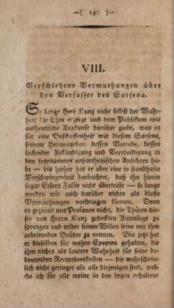 VIII. Verschiedene Vermuthungen über den Verfasser des Sarsena