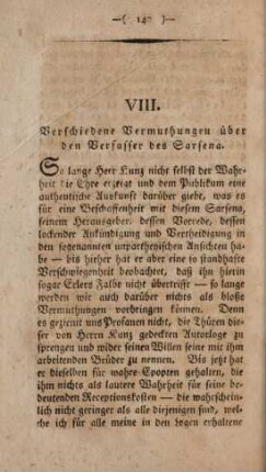 VIII. Verschiedene Vermuthungen über den Verfasser des Sarsena