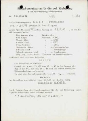 Kult, Franziskus