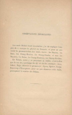 Observation importantes