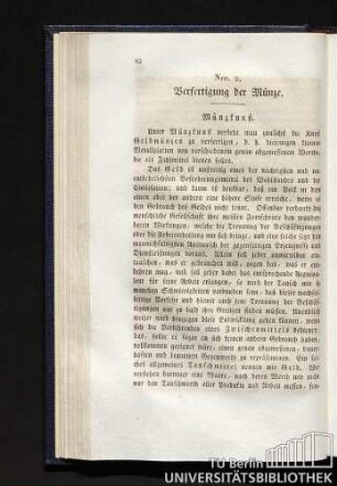 Nro. 9. Verfertigung der Münze.