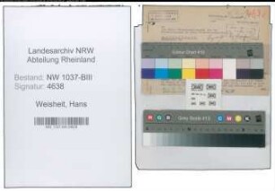 Entnazifizierung Hans Weisheit , geb. 09.06.1901 ()