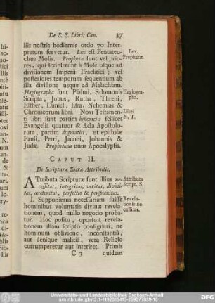 Caput II. De Scripturae Sacrae Attributis.