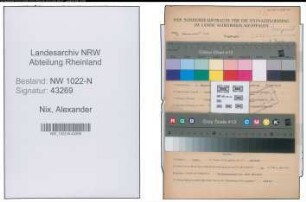 Entnazifizierung Alexander Nix , geb. 05.08.1888 (Bueroangestellter)