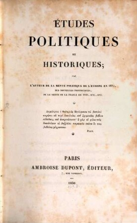 Études politiques et historiques