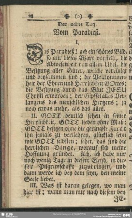 Der achte Tag. Vom Paradieß : achte Tag. Vom Paradieß