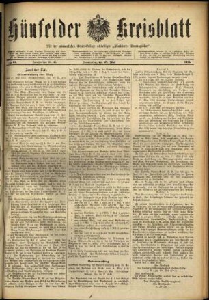 Ausgabe vom Donnerstag, den 27. Mai 1915.