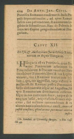 Caput XII. De Usu et Authoritate Juris Civilis Romanorum in Regno Hungariae.