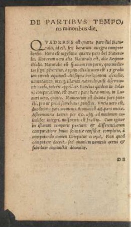 De Partibus Temporis minoribus die.