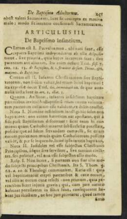 Articulus III. De Baptismo Infantium.