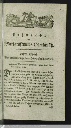 Erstes Kapitel. Von dem Ursprunge derer Oberlausitzischen Lehen
