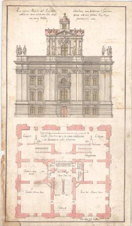 Voit, Johann Michael; Gebäude "korintische Ordnung" - Grundriss, Ansicht