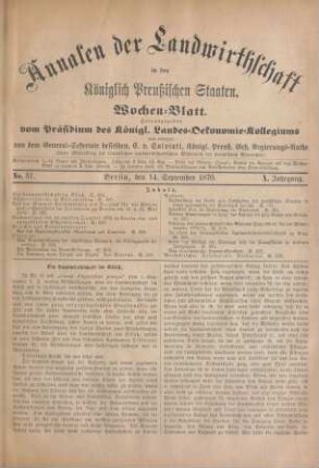 No. 37. Berlin, den 14. September 1870. X. Jahrgang.