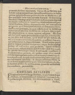 IV. Basilius Satlerus.