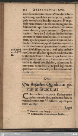 XVII. Die Kosacken Quodnam genus militum sint?