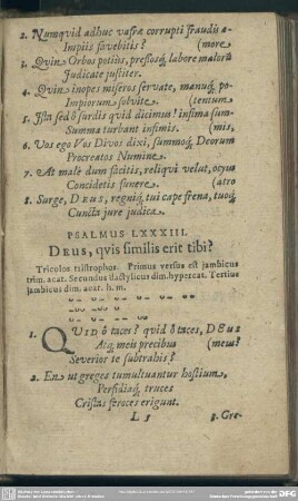 Psalmus LXXXIII. Deus, quis similis erit tibi?