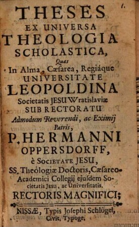 Theses ex universa theologia scholastica