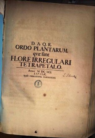 Augusti Quirini Rivini Introductio generalis in rem herbariam : ordines plantarum quae sunt flore irregulari, 3. Ordo plantarum, quae sunt flore irregulari tetrapetalo