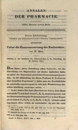 Annalen der Pharmacie. 26. 1838
