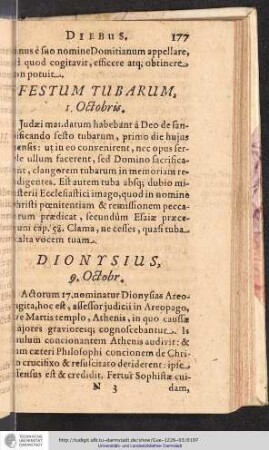 Dionysius, 9. Octobr.