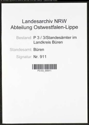 Heiratsregister Standesamt Büren