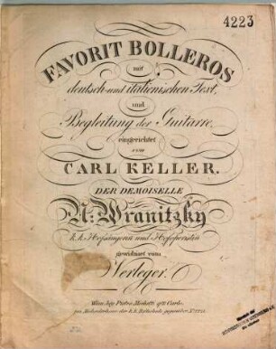 Favorit Bolleros : mit deutsch- und italienischen Text ; und Begleitung der Guitarre