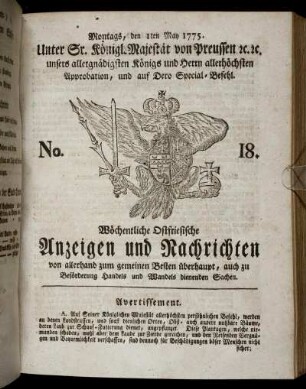 No. 18. Montags, den 1ten May 1775