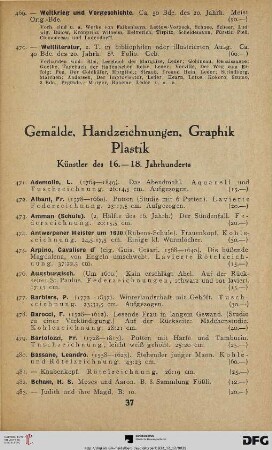 Gemälde, Handzeichnungen, Graphik, Plastik (Nr. 471-769)