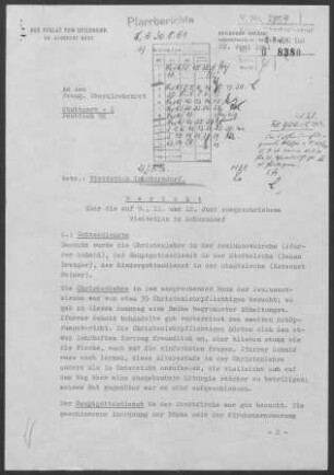 Schorndorf: Visitationsbericht mit Pfarrberichten 1961