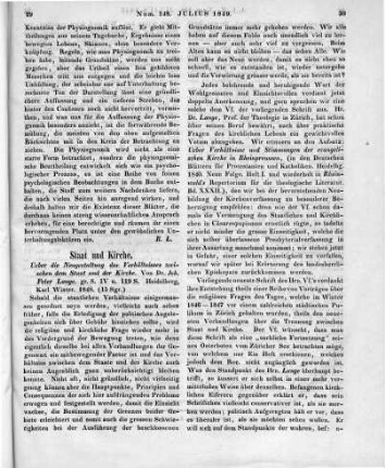 Lange, J. P.: Ueber die Neugestaltung des Verhältnisses zwischen dem Staat und der Kirche. Heidelberg: Winter 1848