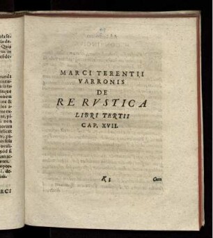 Marci Terentii Varronis De Re Rustica Libri Tertii Cap. XVII.