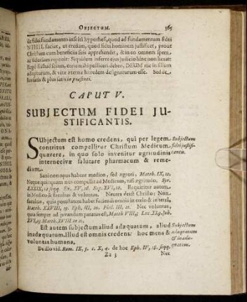Caput V. Subjectum Fidei Justificantis.