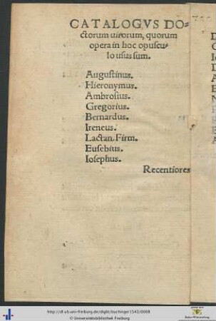 Catalogus doctorum virorum, quorum opera in hoc opusculo usus sum