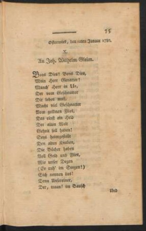 X. An Joh. Wilhelm Gleim