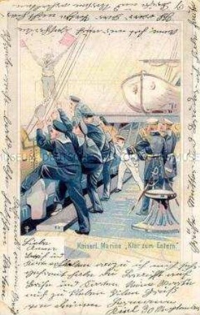 Postkarte mit Marine-Motiv
