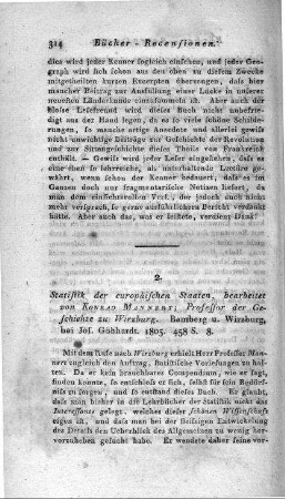 Statistik der Europäischen Staaten / Bearbeitet von Konrad Mannert, Professor der Geschichte zu Würzburg. - Bamberg ; Würzburg : Göbhardt, 1805