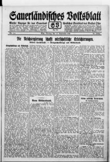 Sauerländisches Volksblatt : aeltester Anzeiger des Sauerlandes : ueber 100 Jahre Heimat- und Kreisblatt im Kreise Olpe : Tageszeitung für Politik, Unterhaltung und Belehrung