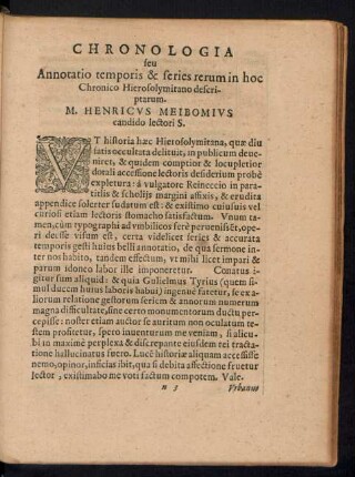 Chronologia seu Annotatio temporis & series rerum in hoc Chronico Hierosolymitano descriptarum.