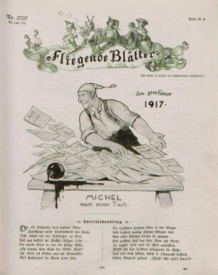 "Zum 2ten Februar 1917. Michel macht reinen Tisch"