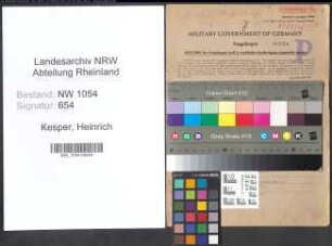 Entnazifizierung Heinrich Kesper , geb. 17.10.1883 (Amtsrat)