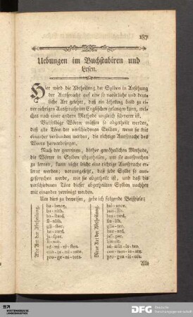 Uebungen im Buchstabiren und Lesen.
