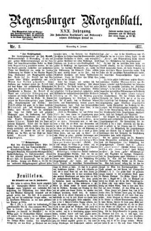 Regensburger Morgenblatt. 30, 30. 1877 = Nr. 1 (3. Januar 1877) - Nr. 296 (30. Dezember 1877)