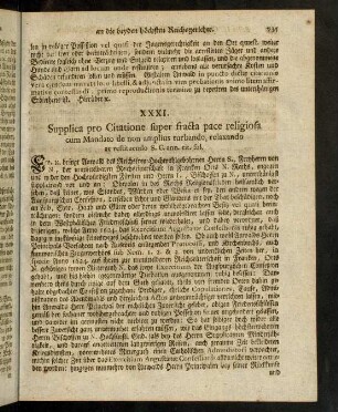735-747, XXXI. Supplica pro Citatione super fracta pace religiosa [...] - XXXIX. Unterthänigste Supplication.